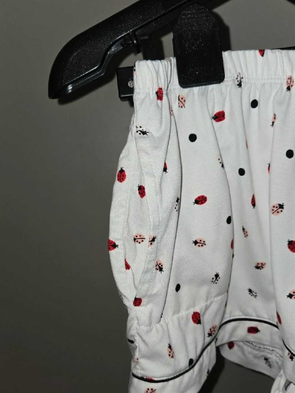 Kate Spade White Short Sleeve Button Pajama Set with Ladybug Dot Print